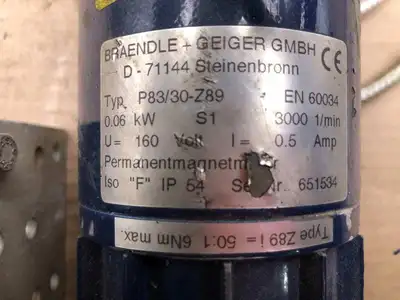 Braendle Geiger P83/30-SZ89 Gearmotor 30001/min 0.06kW 160V 0.5A 50:1