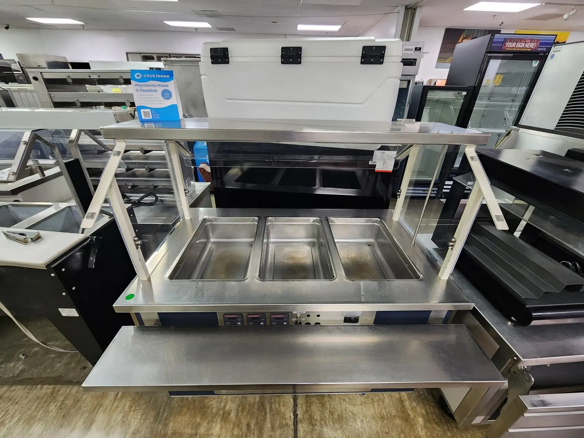 Used Falcon Restaurant Supply Used 3 Open Well Digital Controls Steam Table w/under cabinet storage Steam Tables (Food) Illinois US | Falcon Restaurant Supply #1376661