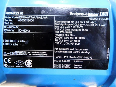 USED ENDRESS HAUSER PROMASS 83