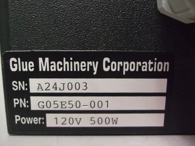 USED GLUE MACHINERY CORP. G05E50-001