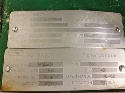 Fisher type 8560 Butterfly Valve size 12"
