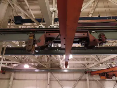 Cleveland Tramrail P&H 11 Ton Double Girder Underhung Bridge Crane 34' 10" Span