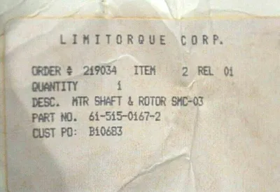 NEW LIMITORQUE 61-515-0167-2 MOTOR SHAFT & ROTOR 6151501672
