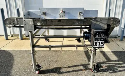 USED BURFORD SO72846 S.S. ACCUMULATION TABLE W/ 2-MOTORS