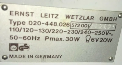 Leitz Ergolux Microscope Model 020-448.026 Trinocular Head 20x 50x Objectives