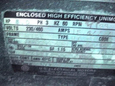 5 HP U.S. Electric Motor, 1165 RPM, 215T Frame