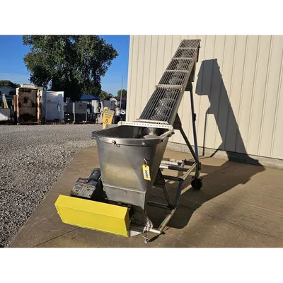 Used 16" Dia. X 18'-5"L Stainless Steel Incline Screw Conveyor