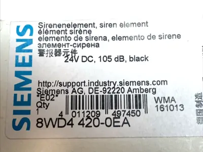 New | in-Stock Siemens Siren Element 24V AC/DC 105dB 70mm Misc Electrical & Power Parts Michigan US | Maverick Industrial Sales #1391798