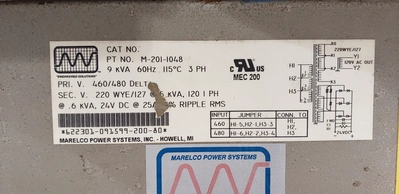 Marelco Power Systems Transformer M-201-1048