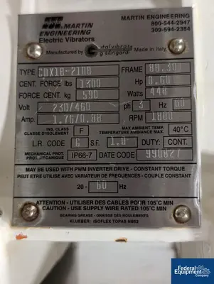 USED Russell Russel Finex Sieve, Model 17240, S/S