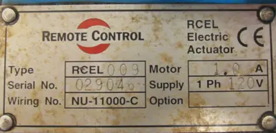 USED REMOTE CONTROL RCEL009 ELECTRIC ACTUATOR 120V