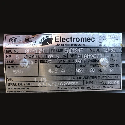Electromec 5 HP Motor