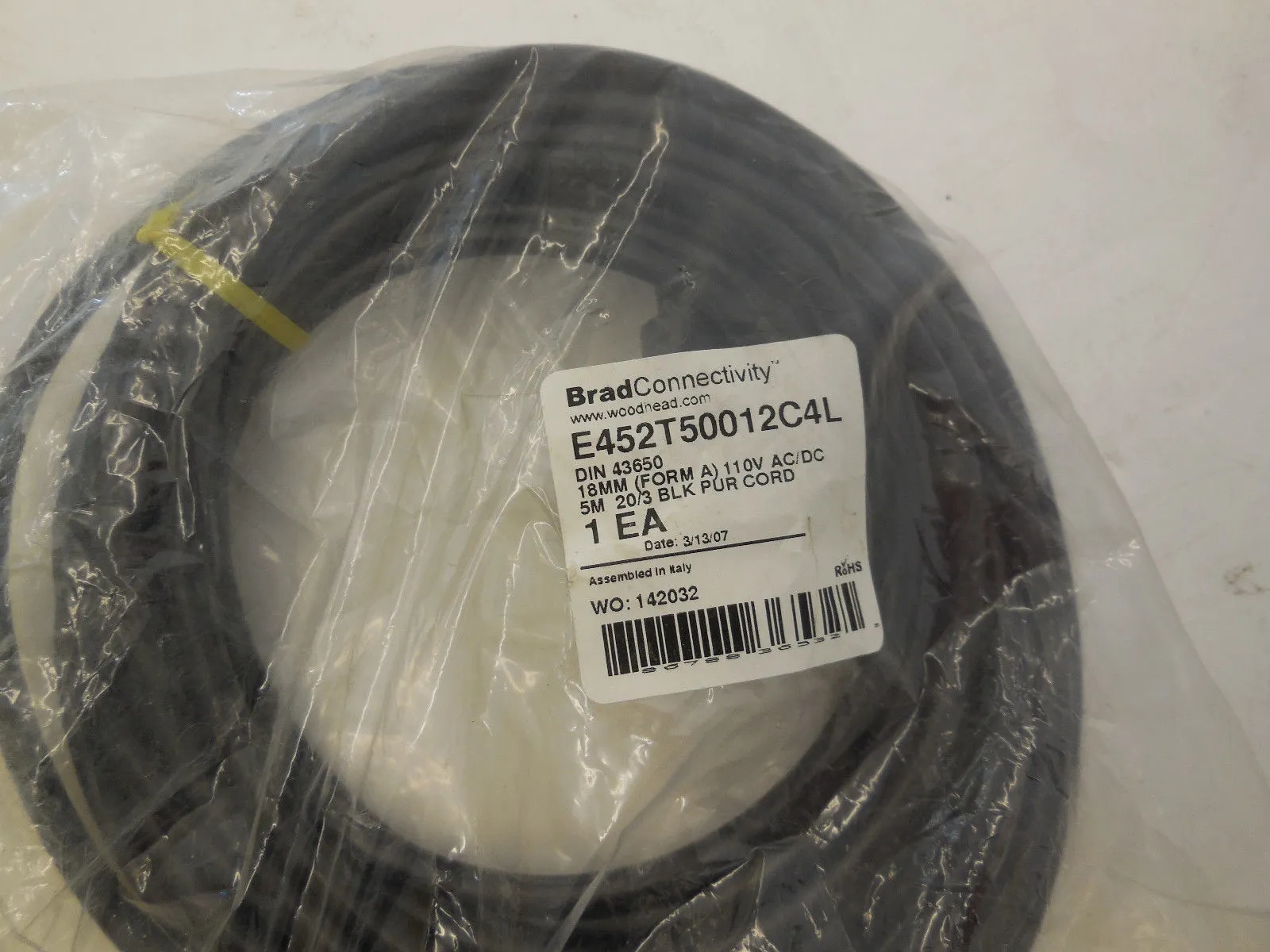 NEW DANIEL WOODHEAD E452T50012C4L CORDSET