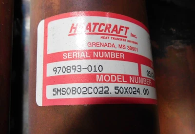 USED HEATCRAFT IINDEPENDENT HEATING COIL 5MS0802CHEATING COIL