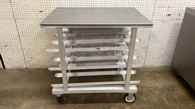 New | in-Stock New Age Used New Age 1235 35"H Mobile Can Rack w/ (54) #10 or (72) #5 Capacity - STS Food Storage & Transportation Illinois US | Falcon Restaurant Supply #1373588