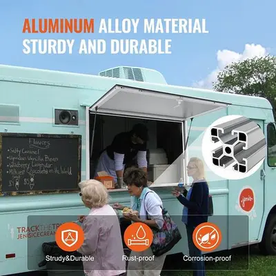 Concession Window 53"x33", Aluminum Alloy Food Truck Service Window with Awning Door & Drag Hook