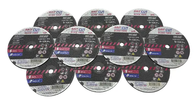 Sait 4" x .035" x 3/8" Burr Free Thin High Speed Cut Off Wheels 10 Pack