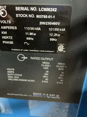 Used MILLER SYNCROWAVE 250 DX Tig Welders Ohio US | HGR 24 #1265852