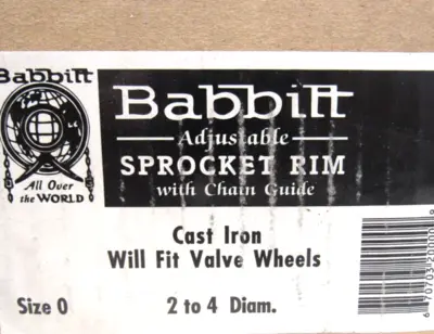 NEW BABBITT SIZE 0 ADJUSTABLE SPROCKET RIM 2-4 DIAM.