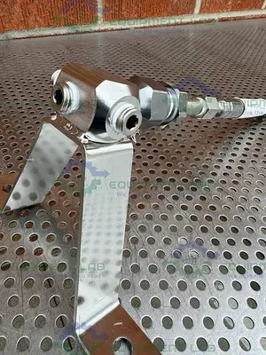 USED AIRGAS STAINLESS STEEL FLEXIBLE HOSE 39" W/ COMPRESSION FITTING, END ATTACHMENTS