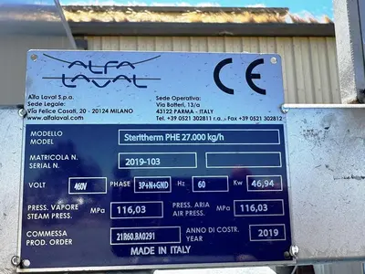USED 2019 ALFA LAVAL STERITHERM PHE 27,000 KG/HR