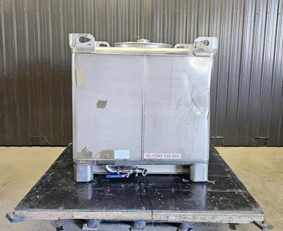 Used 350 Gallon IBC Tank (Tote), 304 Stainless Steel