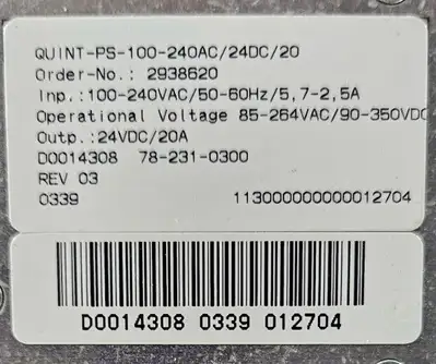 Phoenix Contact QUINT-PS-100- 240AC/24DC/20 Power Supply (2938620) 4E-22