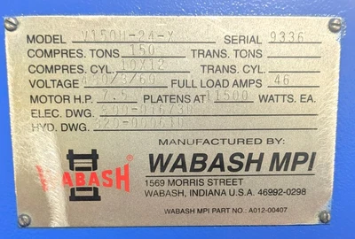 USED 1994 WABASH WABASH V150H-24-X PRESS
