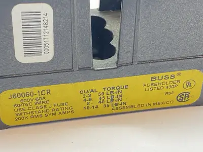 J60060-1CR | Cooper Bussmann  Fuse Holder 1-Pole 30A 600V LOT OF 2 - Used