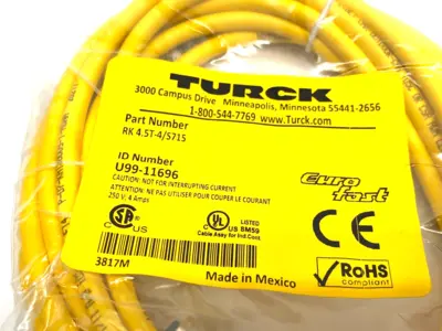 New | in-Stock Turck Eurofast Single Ended Cordset Bus Bars & Plugs Michigan US | Maverick Industrial Sales #1462826