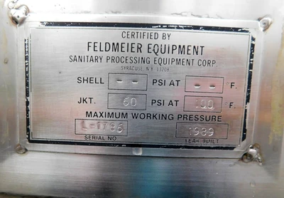 USED FELDMEIER 800 GALLON TANK OPEN TOP TANK