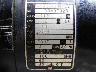 Bodine Electric Co. 42A3BEPM-E3 Fractional Horsepower Gearmotor 40:1 1/8 HP Used
