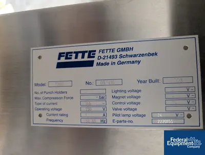 USED Fette Fette 1200 Rotary Tablet Press