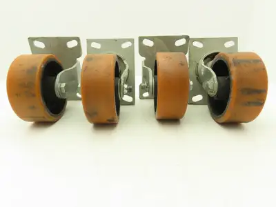 5" Caster Wheels Poly/Cast Set of 4 (2) Swivel (2) Rigid 6-1/2" H Lot of 4