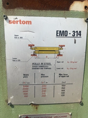 SERTOM 3-Rolls Plate Bending Rolls, in working condition