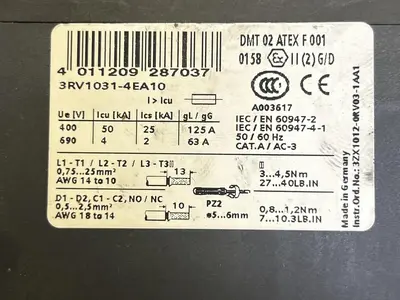 Used SIEMENS 3RV1031-4EA10 Miscellaneous Equipment (Electrical & Power) Ohio US | Surplus Asset Holdings #1239985