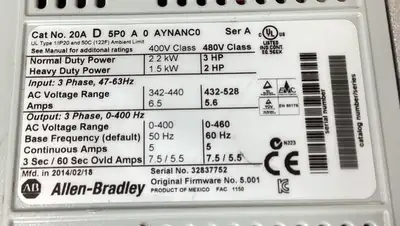 USED Allen-Bradley 20AD5P0A0AYNANCO