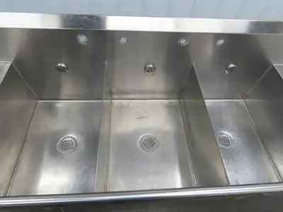Eagle YSINK Stainless Steel 3 Bay Sink 26x20" Compartment Dual 24" Drainboard