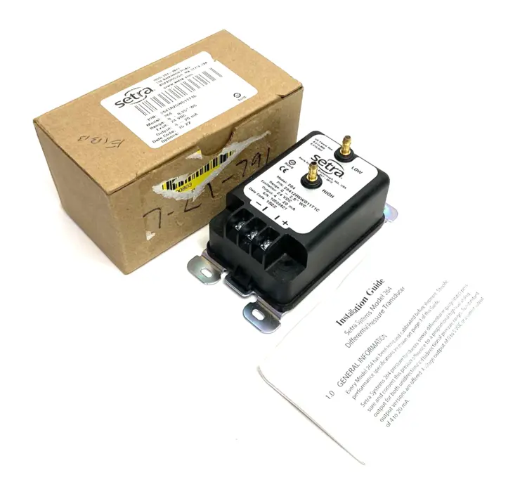 Used SETRA DIFFERENTIAL PRESSURE TRANSMITTER 0-2.5" WC RANGE Pressure Transmitters | Maverick Industrial Sales #1100921