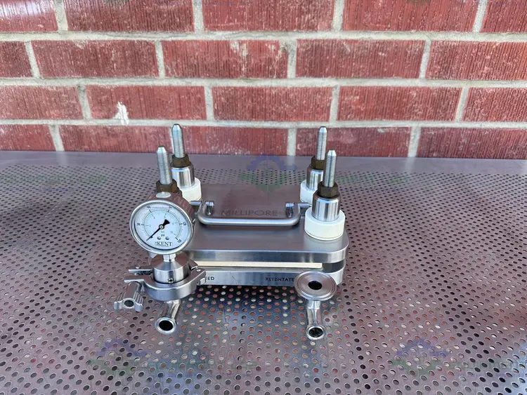 Used MILLIPORE PELLICON STAINLESS STEEL TFF CASSETTE HOLDER W/ GAUGE Filtration Equipment | Equipment Lab #486732