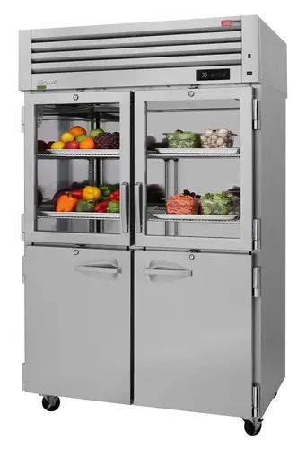 Turbo Air PRO-50R-GSH-N 52" Two Section Reach In Refrigerator, (2) Solid Doors & (2) Glass Doors, Left/Right Hinge, 115v