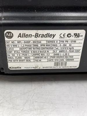 Used ALLEN-BRADLEY ALLEN-BRADLEY MPL-430P-MK72AA SER A Servo Motors | ND Industrial Surplus #1216174