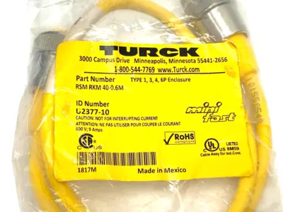 Used TURCK MINIFAST DOUBLE ENDED ACTUATOR/SENSOR CORDSET Cable & Wire | Maverick Industrial Sales #1103695