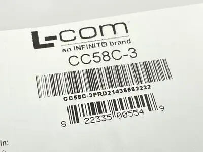 USED L-COM RG58C COAXIAL CABLE BNC MALE / MALE 3.0 FT LOT OF 2