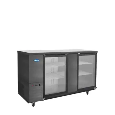 New | in-Stock Atosa New Atosa SBB69GGRAUS2 69" Back Bar Cooler w/ Glass Door Shallow Depth - Black Bottle Coolers Illinois US | Falcon Restaurant Supply #1375368