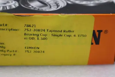 NEW Timken 752 Tapered Roller Bearing STOCK 1663CC