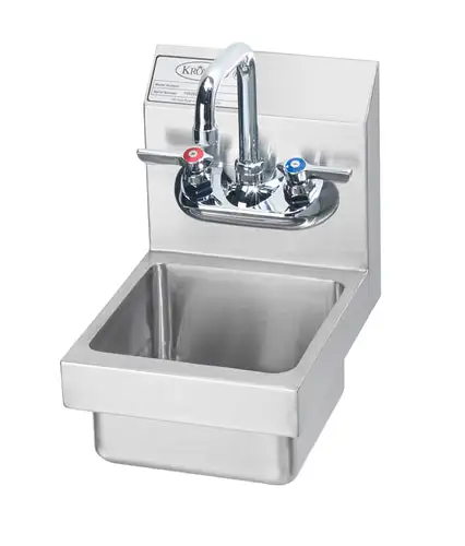 Krowne HS-1 Wall Mount Commercial Hand Sink w/ 8"L x 8"W x 5"D, Goosneck Faucet