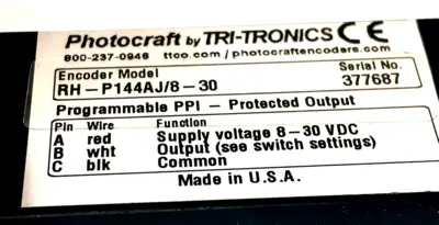 NEW TRI-TRONICS PHOTOCRAFT RH-P144AJ/8-30 MW1-10 ENCODER MW-1-B RHP144AJ830