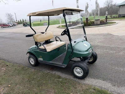 (1) 2015 E-Z-Go golf cart with a Kawasaki gas engine, does not include Club canopy, includes ball wa...