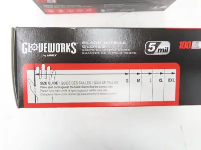 Ammex Gloveworks Small Black Nitrile Gloves Textured Non-Med 100ct Case of 1000